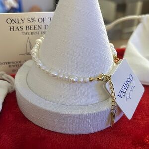 Oshena designer beachwear Gold and White genuine Pearl Bracelet NEW Release!